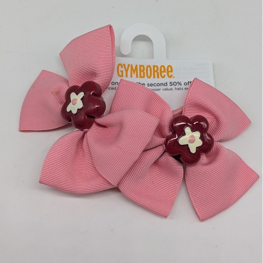 Gymboree Hair Bows Kids Cozy Owl Pink Flower Ponytail Holders Grosgrain Ribbon